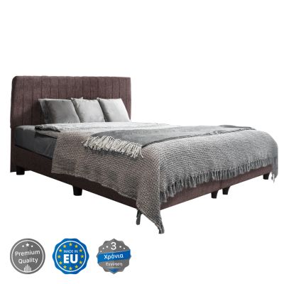 BED DOUBLE-SIZE HILDA HM717.02 BROWN TEDDY FABRIC--FOR MATTRESS 160x200cm