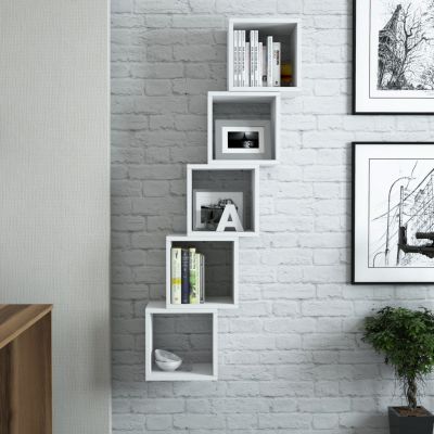 WALL SHELVES 5PCS HM9519.03 WHITE MELAMINE 30x30x24Hcm.
