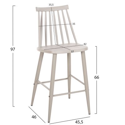 BAR STOOL MEDIUM HEIGHT VANESSA HM9300.20 POLYPROPYLENE & METAL-GREY 45,5x46x97Hcm.