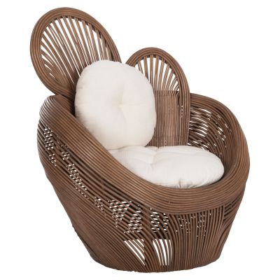 ARMCHAIR CIRCE HM9883 BROWN RATTAN-ECRU CUSHIONS 100x74x112,5Hcm.
