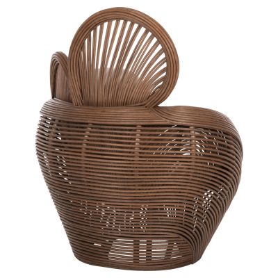 ARMCHAIR CIRCE HM9883 BROWN RATTAN-ECRU CUSHIONS 100x74x112,5Hcm.
