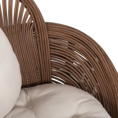 ARMCHAIR CIRCE HM9883 BROWN RATTAN-ECRU CUSHIONS 100x74x112,5Hcm.