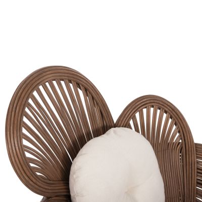 ARMCHAIR CIRCE HM9883 BROWN RATTAN-ECRU CUSHIONS 100x74x112,5Hcm.