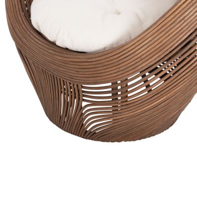 ARMCHAIR CIRCE HM9883 BROWN RATTAN-ECRU CUSHIONS 100x74x112,5Hcm.