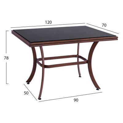 OUTDOOR DINING SET 5PCS HM10547 TABLE & ARMCHAIRS ALUMINUM BAMBOO LOOK IN BROWN COLOR