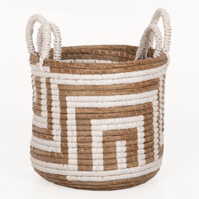 2 ЧАСТИ КОМПЛЕКТ ДЕКОРАТИВНИ КОШНИЦИ HM7846.01 MENDONG GRASS В ЕСТЕСТВЕНО-БЯЛ ЦВЯТ Φ36x32-40Hcm.