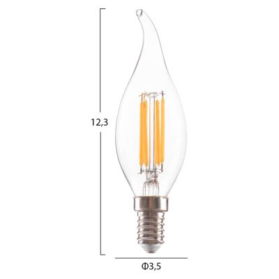 LIGHT BULB HM4047.01 FLAME STYLE LED FILAMENT 6W E14 3000K CLEAR DIMMABLE