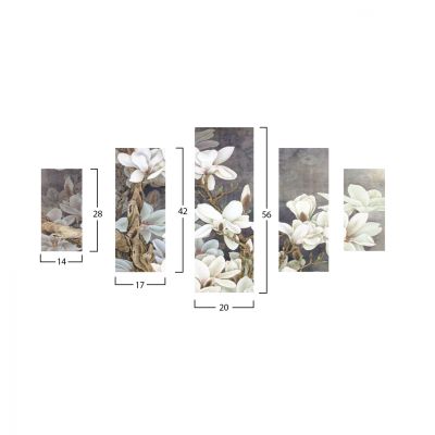 5 PCS MDF PAINTING MAGNOLIA KOBUS HM7207.01 82X56x0,3 cm.