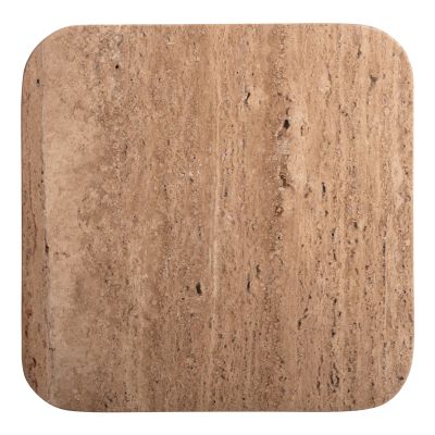 SIDE TABLE SQUARE GLADYS HM9713 SOLID MANGO WOOD-WHITE TRAVERTINE 40x40x60Hcm.