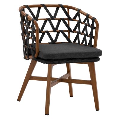 ALUMINUM ARMCHAIR RICKO HM5782.11 WITH WIDE GREY STRAPS  58x59x78 cm.