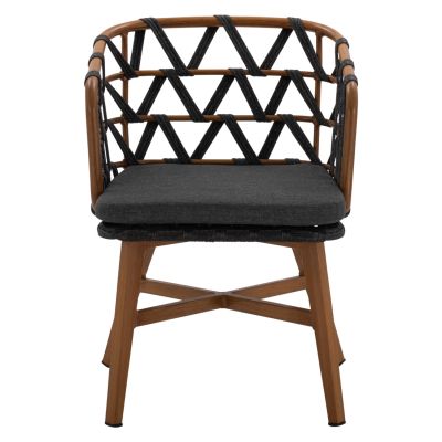 ALUMINUM ARMCHAIR RICKO HM5782.11 WITH WIDE GREY STRAPS  58x59x78 cm.