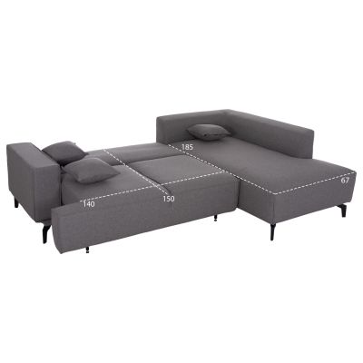 CORNER SOFA-BED WITH STORAGE SPACE SAFFIRA HM3303.01R GREY FABRIC 270x195x100Hcm.