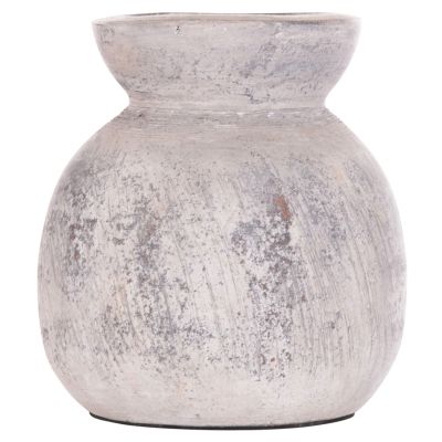 DECORATIVE TABLE VASE VERMO HM4396 TERRACOTTA IN LIGHT GREY Φ18x19Hcm.