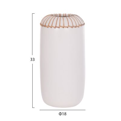 DECORATIVE TABLE VASE LENNOX HM4675.02S TERRACOTA IN WHITE--Φ18x33Hcm.