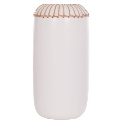 DECORATIVE TABLE VASE LENNOX HM4675.02S TERRACOTA IN WHITE--Φ18x33Hcm.
