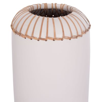 DECORATIVE TABLE VASE LENNOX HM4675.02S TERRACOTA IN WHITE--Φ18x33Hcm.