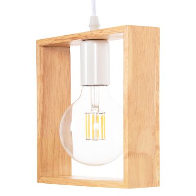 CEILING PENDANT LAMP HM4071 WOODEN SQUARE CAP-WHITE CABLE 20Χ125H