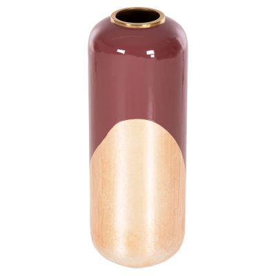 DECORATIVE FLOOR VASE RAKSASA HM4232.06 METAL IN CHERRY RED-GOLD PEARL Φ24x69Hcm.