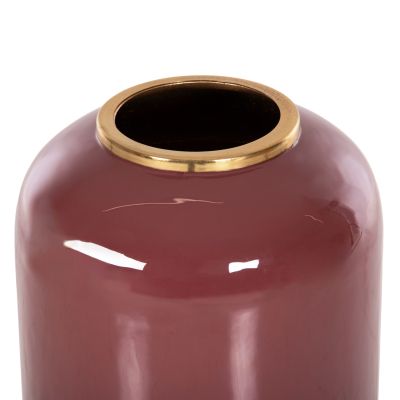 DECORATIVE FLOOR VASE RAKSASA HM4232.06 METAL IN CHERRY RED-GOLD PEARL Φ24x69Hcm.
