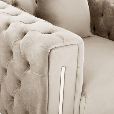 КРЕСЛО т.CHESTERFIELD КРЕМ HM3261.02 КАДИФЕ КРЕМ-МЕТАЛНИ КРАКА 99x86,5x77Hсм.