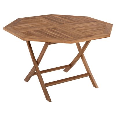 OUTDOOR POLYGON DINING TABLE KENDALL HM9545 FOLDABLE TEAK IN NATURAL COLOR 120x120x75Hcm.
