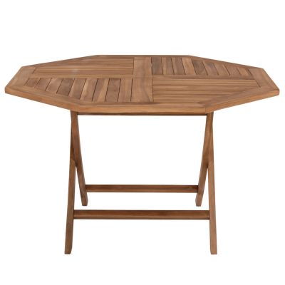 OUTDOOR POLYGON DINING TABLE KENDALL HM9545 FOLDABLE TEAK IN NATURAL COLOR 120x120x75Hcm.
