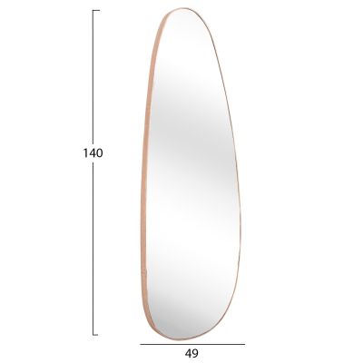WALL MIRROR CRITHER HM4486.03 MDF FRAME IN NATURAL WOOD COLORING 49x140Hcm.