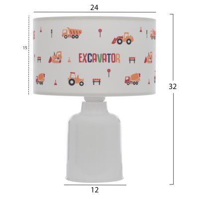 TABLE LAMP BALOO HM7577.04 KID'S ROOM FABRIC CYLINDRICAL "CAP" Φ24x32H