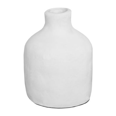 DECORATIVE VASE SERIES CLAYVON HM4402 TERRACOTTA IN WHITE COLOR Φ13x17,5Hcm.
