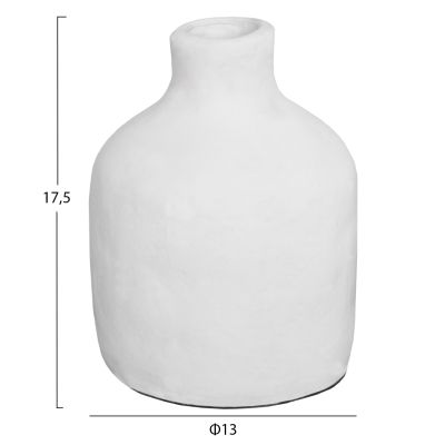 DECORATIVE VASE SERIES CLAYVON HM4402 TERRACOTTA IN WHITE COLOR Φ13x17,5Hcm.