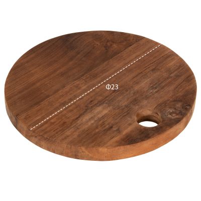 ДЪСКА ЗА РЯЗАНЕ КРЪГЛА ЗА КУХНЯ HM4291 ТИКОВО ДЪРВО В НАТУРАЛ-С ОТВОР ЗА ЗАКАЧВАНЕ Φ23x2Hсм.