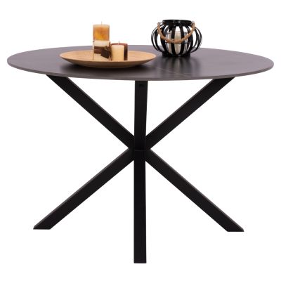 DINING TABLE ROUND SYNTEC HM9309.01 SINTERED STONE BLACK METAL LEGS Φ115x75H