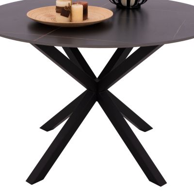 DINING TABLE ROUND SYNTEC HM9309.01 SINTERED STONE BLACK METAL LEGS Φ115x75H