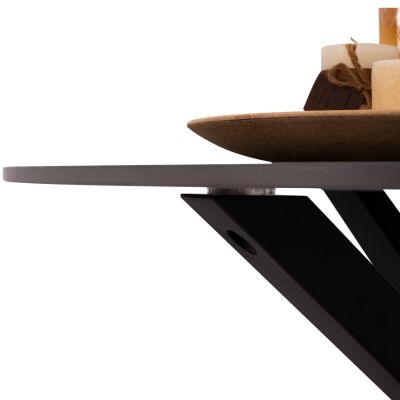 DINING TABLE ROUND SYNTEC HM9309.01 SINTERED STONE BLACK METAL LEGS Φ115x75H