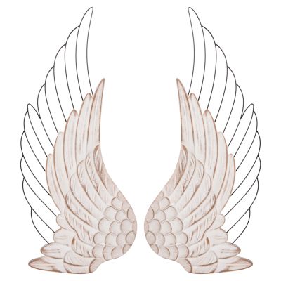 WALL DECORATION WINGS HM4223 MDF IN WHITE-BLACK METAL 39x1,5x92Hcm.