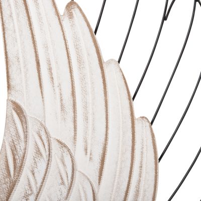 WALL DECORATION WINGS HM4223 MDF IN WHITE-BLACK METAL 39x1,5x92Hcm.