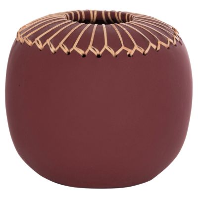 DECORATIVE TABLE VASE LENNOX HM4675.06L TERRACOTA IN MAROON RED--Φ22x20Hcm.