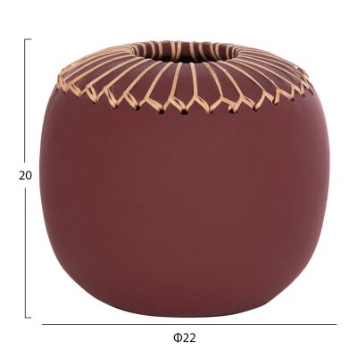 DECORATIVE TABLE VASE LENNOX HM4675.06L TERRACOTA IN MAROON RED--Φ22x20Hcm.