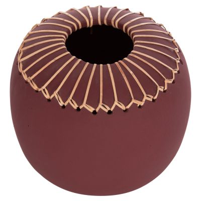 DECORATIVE TABLE VASE LENNOX HM4675.06L TERRACOTA IN MAROON RED--Φ22x20Hcm.