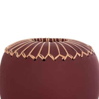 DECORATIVE TABLE VASE LENNOX HM4675.06L TERRACOTA IN MAROON RED--Φ22x20Hcm.