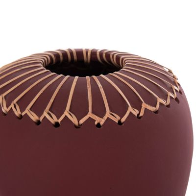 DECORATIVE TABLE VASE LENNOX HM4675.06L TERRACOTA IN MAROON RED--Φ22x20Hcm.