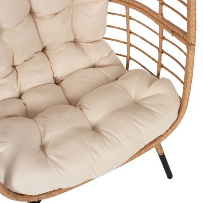 КРЕСЛО ТИП РАТАНОВО ГНЕЗДО HM5869.01 МЕТАЛНИ КРАКА ЧЕРНИ 77x72x148см.