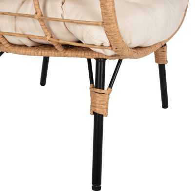 КРЕСЛО ТИП РАТАНОВО ГНЕЗДО HM5869.01 МЕТАЛНИ КРАКА ЧЕРНИ 77x72x148см.