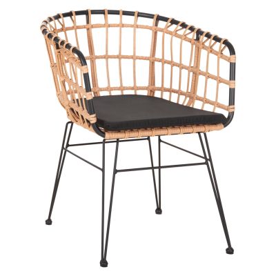 ARMCHAIR OUTDOOR ALLEGRA HM5456.11 METAL&CUSHION BLACK-WICKER BEIGE 58x61x81Hcm.
