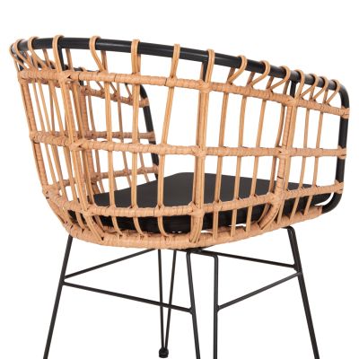 ARMCHAIR OUTDOOR ALLEGRA HM5456.11 METAL&CUSHION BLACK-WICKER BEIGE 58x61x81Hcm.