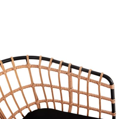 ARMCHAIR OUTDOOR ALLEGRA HM5456.11 METAL&CUSHION BLACK-WICKER BEIGE 58x61x81Hcm.