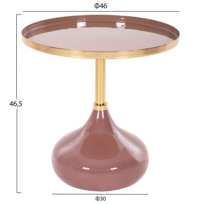 ПОМОЩНА МАСА КРЪГЛА UTRI HM4241.06 МЕТАЛ В ТОПЛО РОЗОВО-БЕЖОВО Φ46x46,5Hcm.