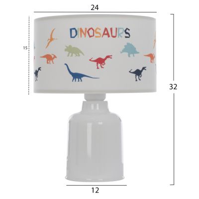KID'S TABLE LAMP BALOO HM7577.05 FABRIC WITH DINOSAUR FIGURES ON THE CAP Φ24x32Hcm.