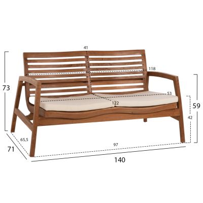 OUTDOOR LOUNGE SET 4PCS DOVER HM9624 RECYCLED TEAK WOOD-WHITE CUSHIONS