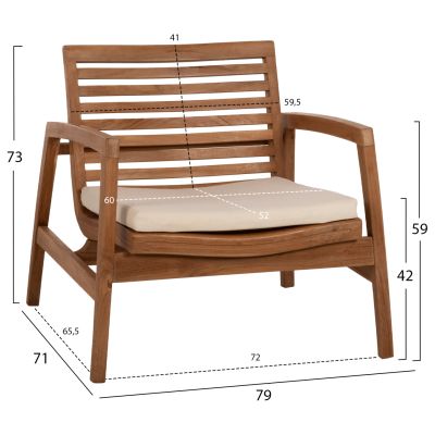 OUTDOOR LOUNGE SET 4PCS DOVER HM9624 RECYCLED TEAK WOOD-WHITE CUSHIONS